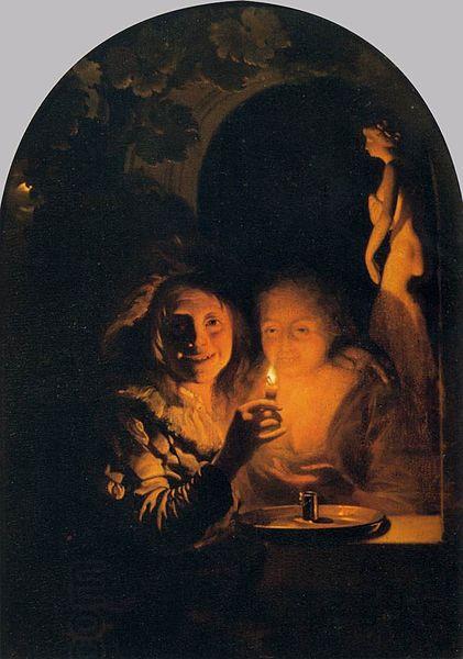 Godfried Schalcken Lovers Lit by a Candle